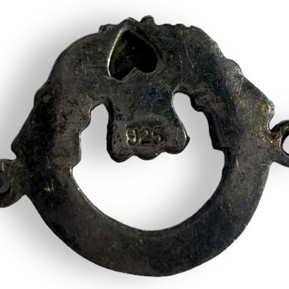 Connemara Marble Stone Set Solid Sterling Silver Claddagh Bracelet - Picture 6 of 6